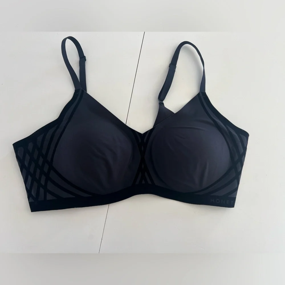 Honeylove Silhouette Wireless Seamless Bra In‎ Black Vamp Size Large